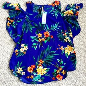 Fortune and Ivy cold shoulder tropical print top Size Small